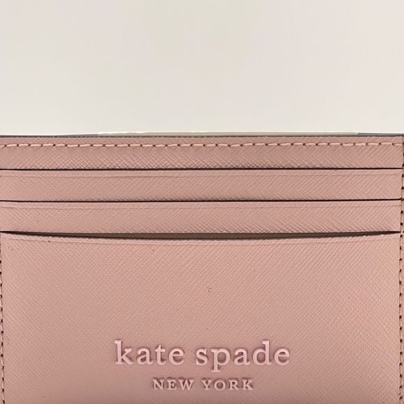 Kate Spade Small Slim Card Holder Leather Cameron Pink tutu - Picture 2 of 5
